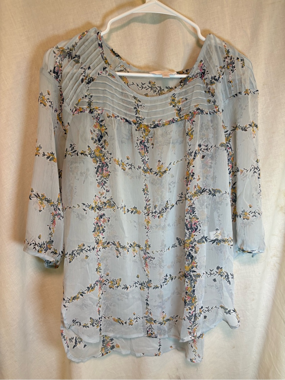 Lauren Conrad Women's Floral Sheer Cottage Core Blouse Top Shirt Size Medium